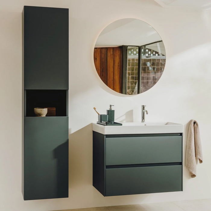 Ona 2 Drawers Bathroom Vanity with Ceramic Sink - Wall Mount - 40" Mdf/Light Oak