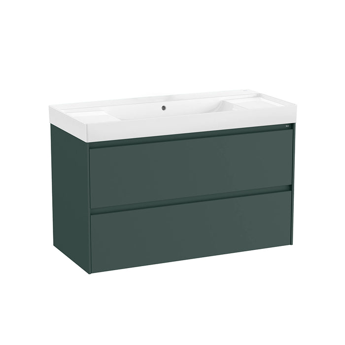 Ona 2 Drawers Bathroom Vanity with Ceramic Sink - Wall Mount - 40" Mdf/Matt Green