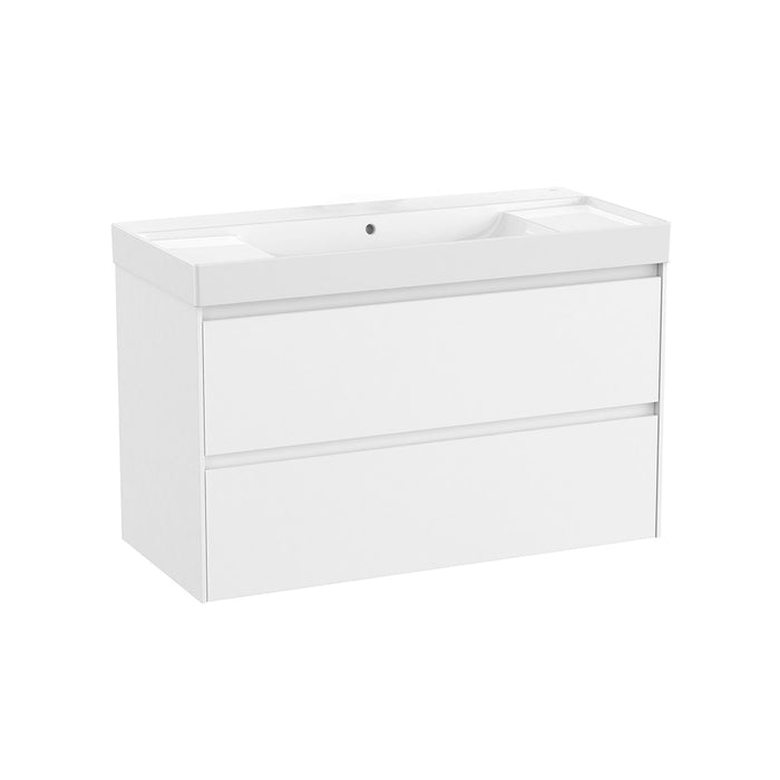 Ona 2 Drawers Bathroom Vanity with Ceramic Sink - Wall Mount - 40" Mdf/Matt White