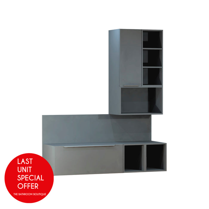 Touch Set Bathroom Vanity - Wall Mount - 60" Wood/Slate Grey - Last Unit Special Offer