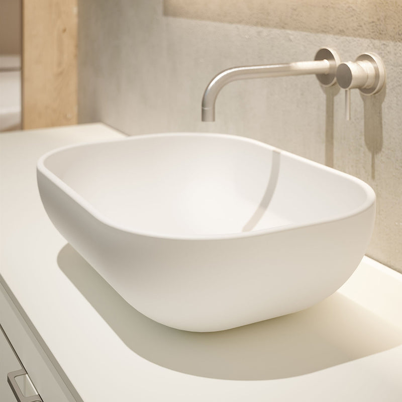 Block Oval Bathroom Sink - Vessel - 18" Ceramic/Sand