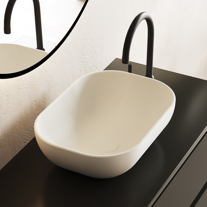 Block Oval Bathroom Sink - Vessel - 18" Ceramic/White