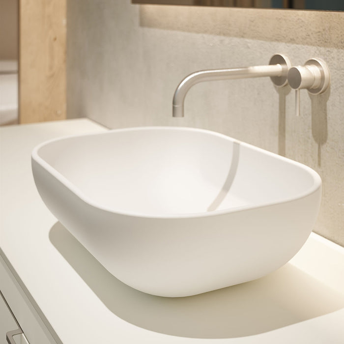 Block Oval Bathroom Sink - Vessel - 18" Ceramic/White