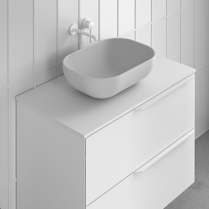 Block Oval Bathroom Sink - Vessel - 18" Ceramic/White