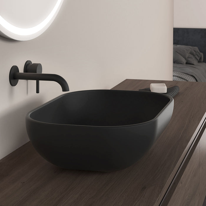 Block Oval Bathroom Sink - Vessel - 18" Ceramic/Black