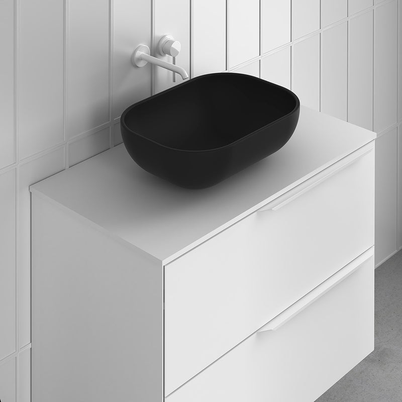 Block Oval Bathroom Sink - Vessel - 18" Ceramic/Black