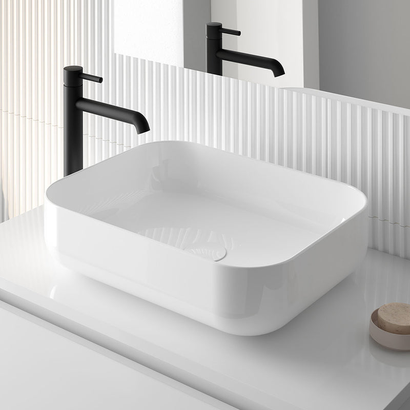 Nomia Square Bathroom Sink - Vessel - 20" Ceramic/Gloss White