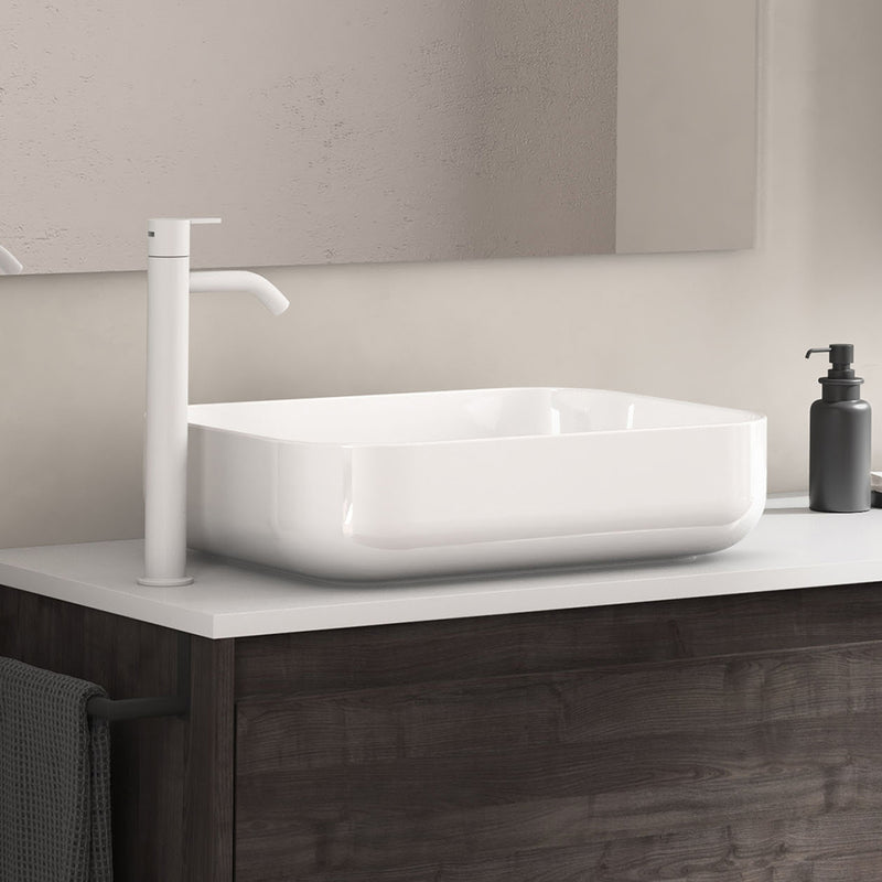 Nomia Square Bathroom Sink - Vessel - 20" Ceramic/Gloss White