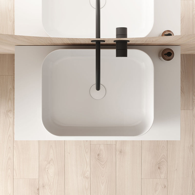 Nomia Square Bathroom Sink - Vessel - 20" Ceramic/Gloss White