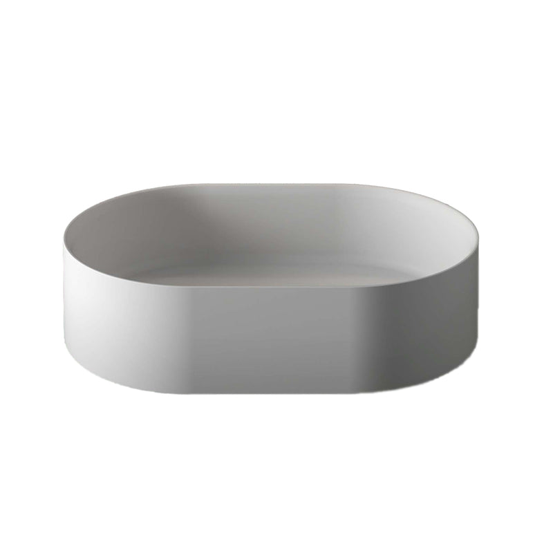 Oval Bathroom Sink - Vessel - 18" Solid Surface/Matt White
