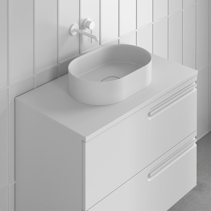 Oval Bathroom Sink - Vessel - 18" Solid Surface/Matt White