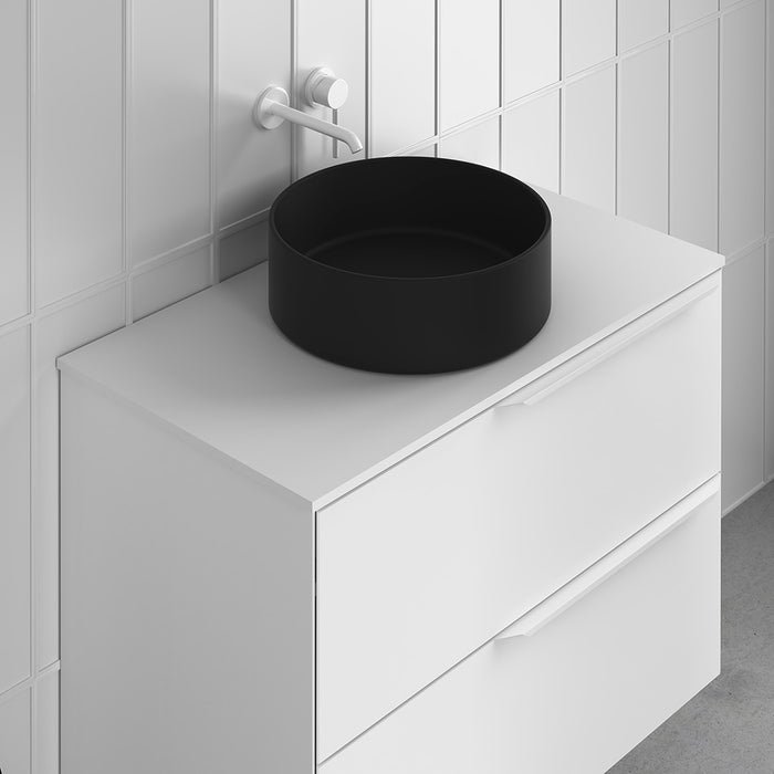 Sun Round Bathroom Sink - Vessel - 15" Ceramic/Black