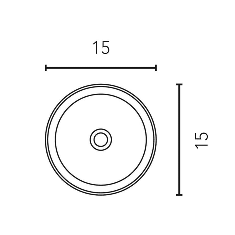 Sun Round Bathroom Sink - Vessel - 15" Ceramic/Black