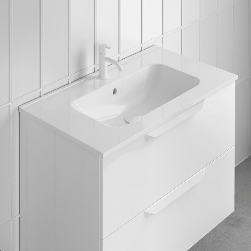 Enzo Single Integrated Vanity Sink - Vanity Mount - 40" Ceramic/Gloss White