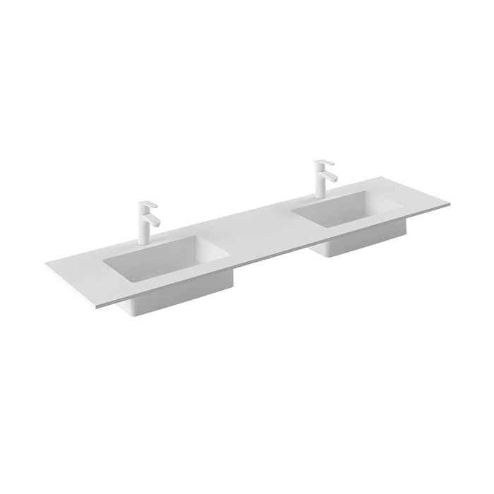 Sky Double Integrated Vanity Sink - Vanity Mount - 72" Mineral/Matt White