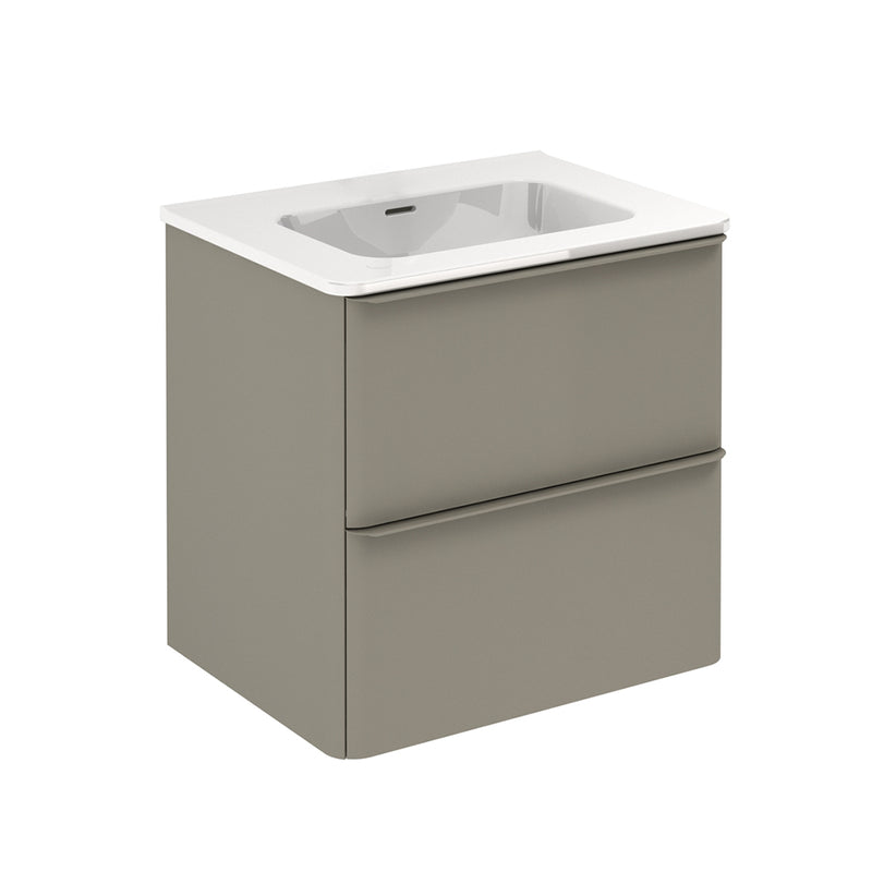 Dai 2 Drawers Bathroom Vanity with Ceramic Single Sink - Wall Mount - 24" Mdf/Sand Matt