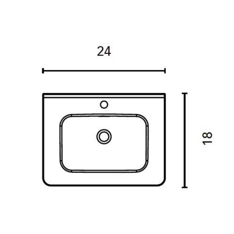 Dai 2 Drawers Bathroom Vanity with Ceramic Single Sink - Wall Mount - 24" Mdf/Sand Matt