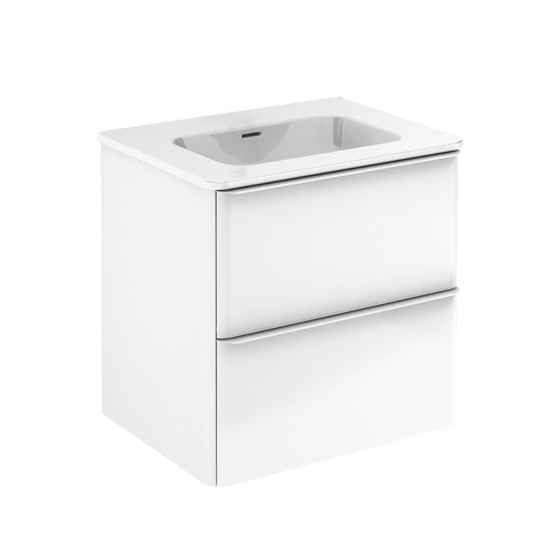 Dai 2 Drawers Bathroom Vanity with Ceramic Single Sink  - Wall Mount - 24" Mdf/Gloss White