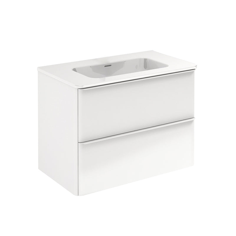 Dai 2 Drawers Bathroom Vanity with Ceramic Single Sink - Wall Mount - 32" Mdf/Gloss White