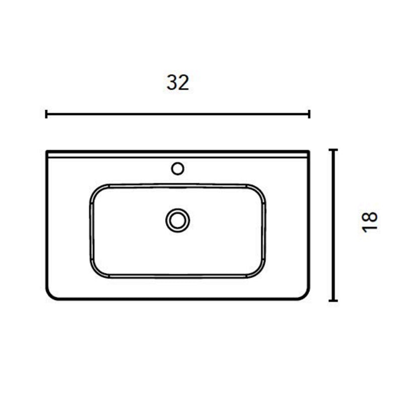 Dai 2 Drawers Bathroom Vanity with Ceramic Single Sink - Wall Mount - 32" Mdf/Gloss White
