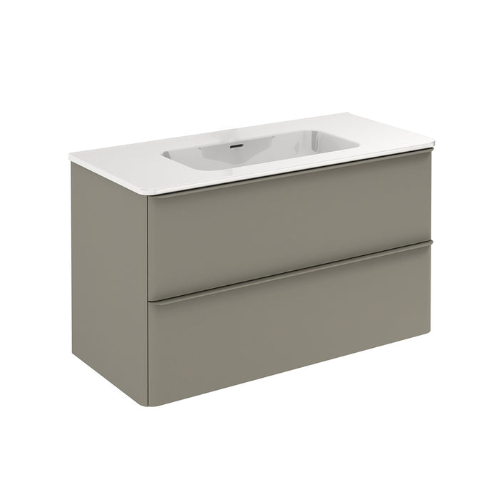 Dai 2 Drawers Bathroom Vanity with Ceramic Single Sink - Wall Mount - 40" Mdf/Sand Matt