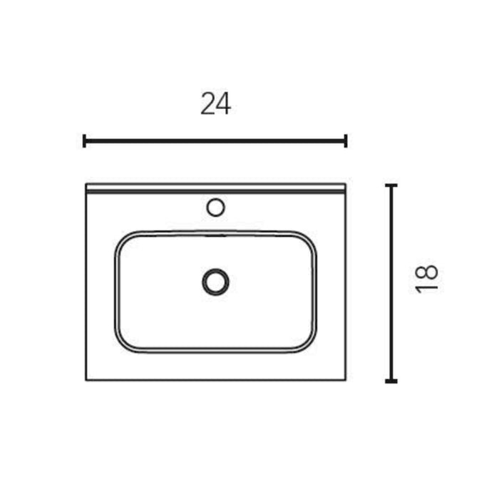 Econic 2 Drawers Right Handle Bathroom Vanity with Ceramic Single Sink - Wall Mount - 24" Mdf/ Matt White