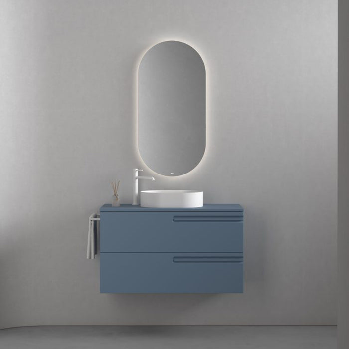 Econic 2 Drawers Left Handle Bathroom Vanity with Ceramic Single Sink - Wall Mount - 24" Mdf/Vapor Blue