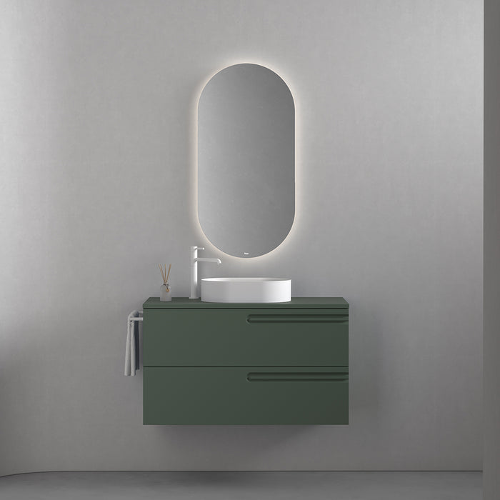 Econic 2 Drawers Left Handle Bathroom Vanity with Ceramic Single Sink - Wall Mount - 24" Mdf/Forest Green