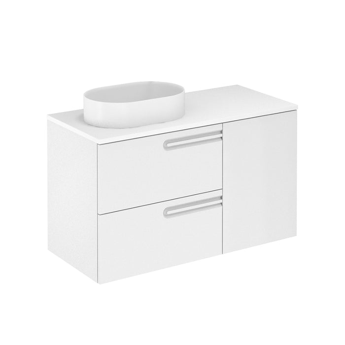 Econic 2 Drawers And 1 Door Right Handle Bathroom Vanity with Mineral Countertop - Wall Mount - 40" Mdf/Matt White