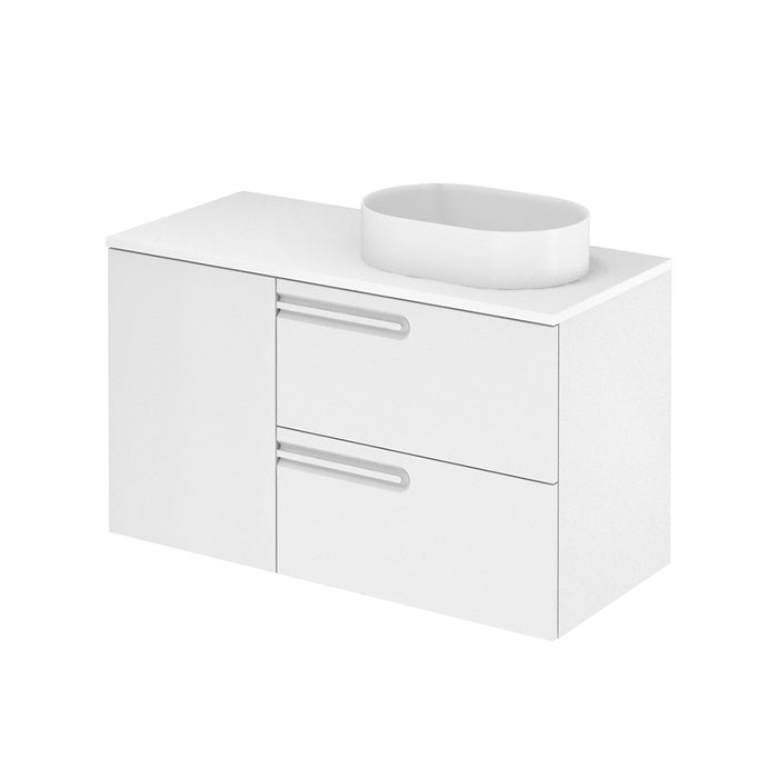 Econic 2 Drawers And 1 Door Left Handle Bathroom Vanity with Mineral Countertop - Wall Mount - 40" Mdf/Matt White