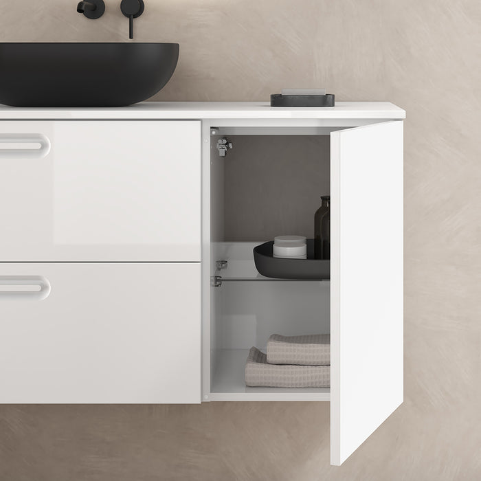 Econic 2 Drawers And 1 Door Left Handle Bathroom Vanity with Mineral Countertop - Wall Mount - 40" Mdf/Matt White