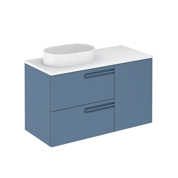 Econic 2 Drawers And 1 Door Right Handle Bathroom Vanity with Mineral Countertop - Wall Mount - 40" Mdf/Vapor Blue