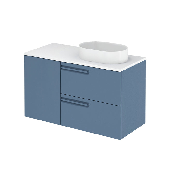 Econic 2 Drawers And 1 Door Left Handle Bathroom Vanity with Mineral Countertop - Wall Mount - 40" Mdf/Vapor Blue