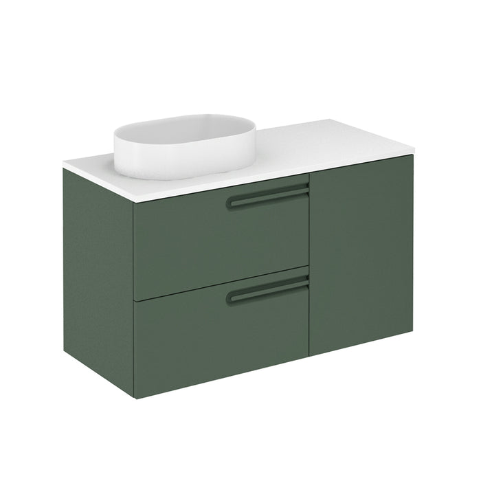 Econic 2 Drawers And 1 Door Right Handle Bathroom Vanity with Mineral Countertop - Wall Mount - 40" Mdf/Forest Green