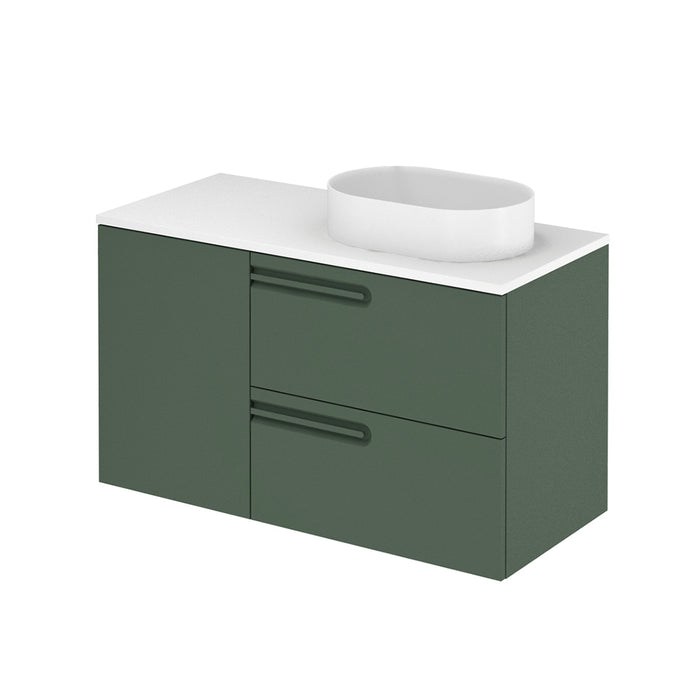 Econic 2 Drawers And 1 Door Left Handle Bathroom Vanity with Mineral Countertop - Wall Mount - 40" Mdf/Forest Green