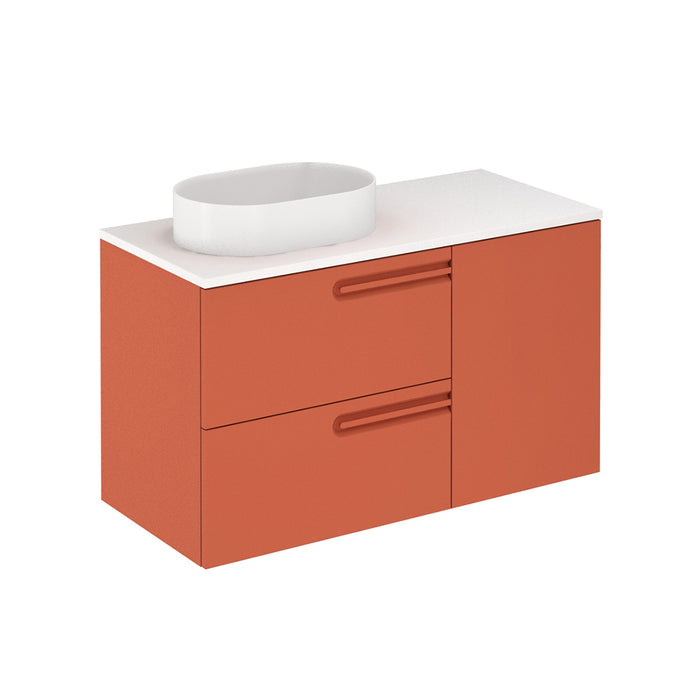 Econic 2 Drawers And 1 Door Right Handle Bathroom Vanity with Mineral Countertop - Wall Mount - 40" Mdf/Terracotta