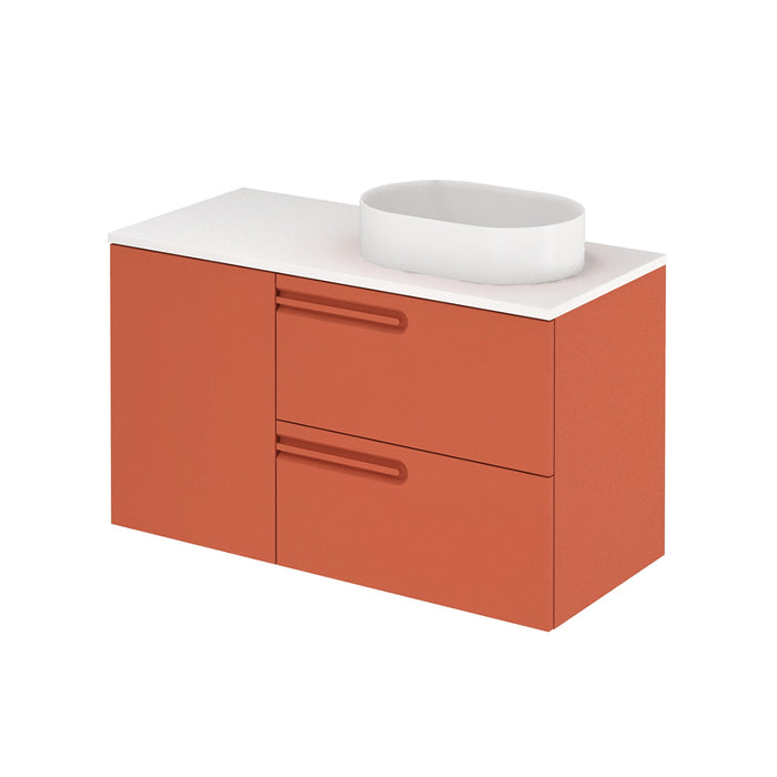 Econic 2 Drawers And 1 Door Left Handle Bathroom Vanity with Mineral Countertop - Wall Mount - 40" Mdf/Terracotta