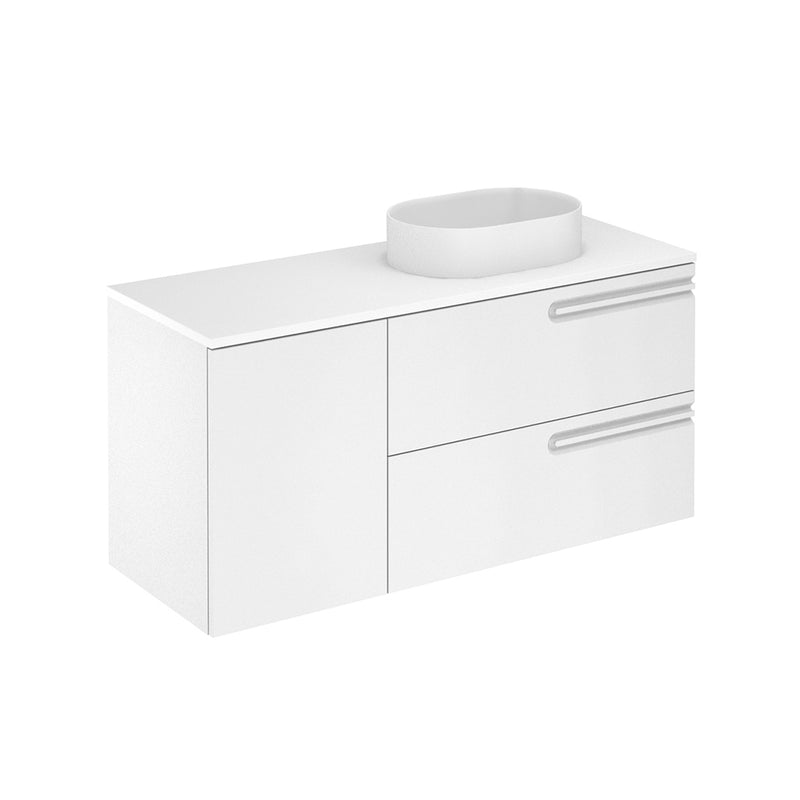 Econic 2 Drawers And 1 Door Bathroom Vanity with Mineral Countertop - Wall Mount - 48" Mdf/Matt White