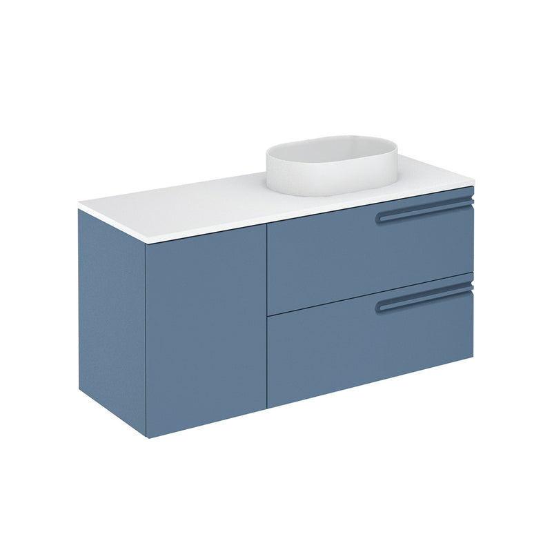 Econic 2 Drawers And 1 Door Bathroom Vanity with Mineral Countertop - Wall Mount - 48" Mdf/Vapor Blue
