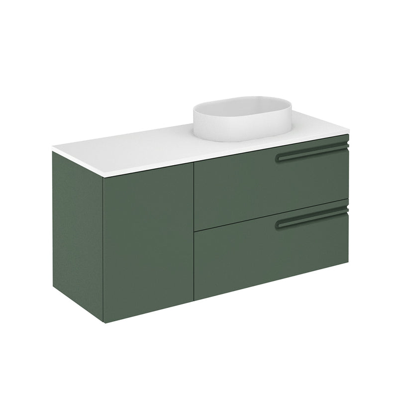 Econic 2 Drawers And 1 Door Bathroom Vanity with Mineral Countertop - Wall Mount - 48" Mdf/Forest Green