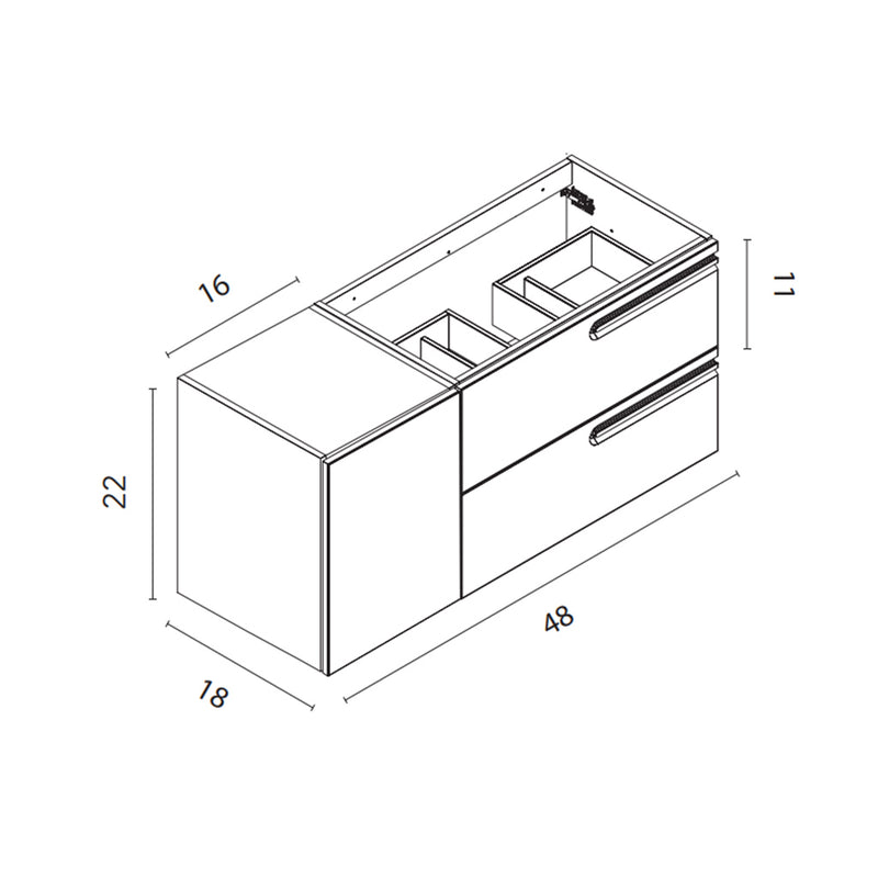 Econic 2 Drawers And 1 Door Bathroom Vanity with Mineral Countertop - Wall Mount - 48" Mdf/Forest Green