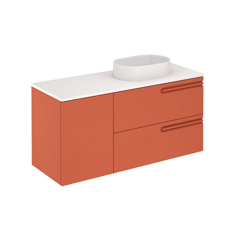 Econic 2 Drawers And 1 Door Bathroom Vanity with Mineral Countertop - Wall Mount - 48" Mdf/Terracotta