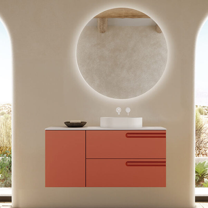 Econic 2 Drawers And 1 Door Bathroom Vanity with Mineral Countertop - Wall Mount - 48" Mdf/Terracotta