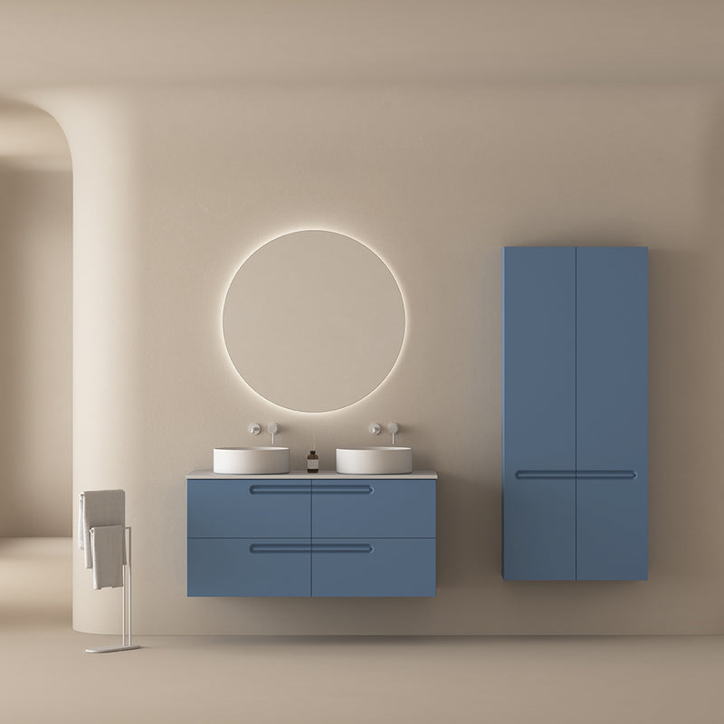 Econic 4 Drawers Bathroom Vanity with Ceramic Double Sink - Wall Mount - 48" Mdf/Matt White