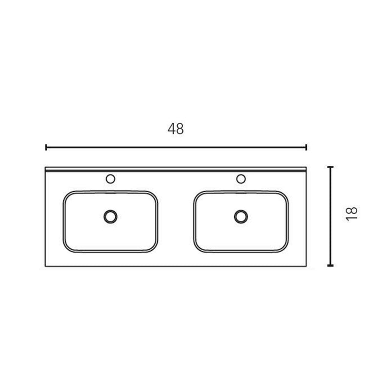 Econic 4 Drawers Bathroom Vanity with Ceramic Double Sink - Wall Mount - 48" Mdf/Vapor Blue