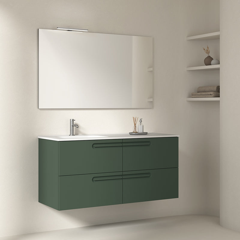 Econic 4 Drawers Bathroom Vanity with Ceramic Double Sink - Wall Mount - 48" Mdf/Terracotta