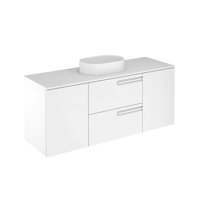 Econic 2 Drawers And 2 Doors Bathroom Vanity with Mineral Countertop - Wall Mount - 56" Mdf/Matt White