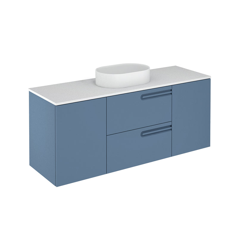 Econic 2 Drawers And 2 Doors Bathroom Vanity with Mineral Countertop - Wall Mount - 56" Mdf/Vapor Blue
