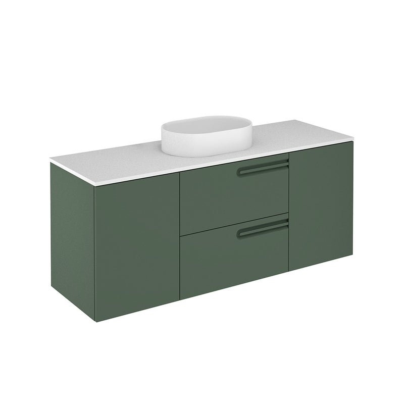 Econic 2 Drawers And 2 Doors Bathroom Vanity with Mineral Countertop - Wall Mount - 56" Mdf/Forest Green