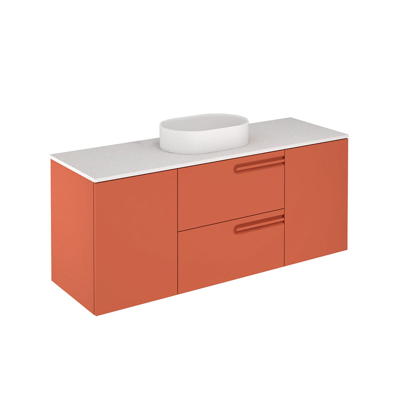 Econic 2 Drawers And 2 Doors Bathroom Vanity with Mineral Countertop - Wall Mount - 56" Mdf/Terracotta